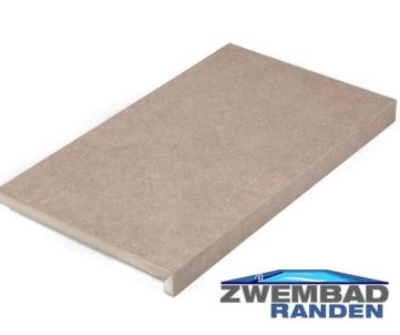 Zwembadrand keramiek Biscuit Beige tegels 60x35x2-4cm closeup